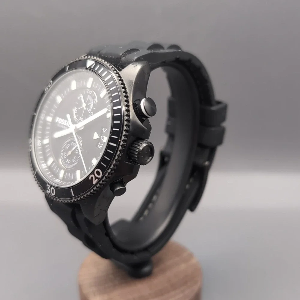 Fossil Mens CH3010 Wakeley Chronograph 44mm Black Silicone Sport Watch